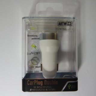 Artwizz CarPlug Double - Netzteil 2x USB - 1.2A / 2.4A - LED - Aluminium/White