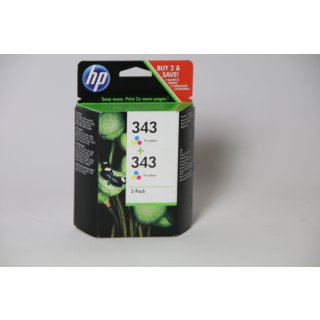 HP 343 2er-Pack Cyan/Magenta/Gelb   Tintenpatronen