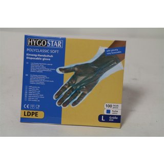 HYGOSTAR LDPE-Handschuhe POLYCLASSIC SOFT Grösse L Blau 5000 Stück