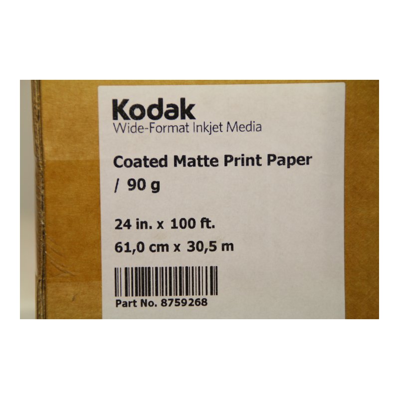 Kodak Coated Matte Print Inkjet Paper 61cm x 30,5m (24" x 100' Roll)