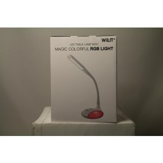 WILIT Q8B 6W LED Nachttischlampe Dimmbar mit 256 RGB Farblicht, Bunte Schreibtischlampe Schwanenhals, Tischlampe