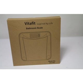 Vitafit Digitale Waage Personenwaage aus Gehärtetem Klarglas,Körperwaage mit Step-On Technologie,Großer LCD-Anzeige, 5kg-180kg