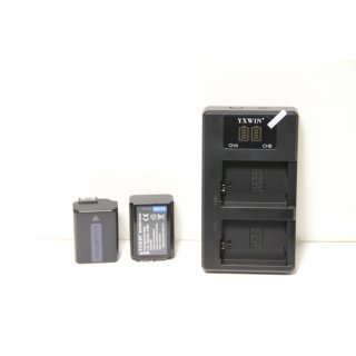 YXWIN NP-FW50 Akku (2 Stück) und Intelligente LED USB Ladegerät für Sony Alpha 6000