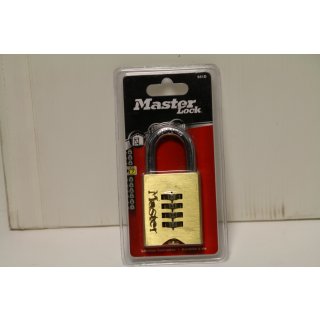 Master Lock 651EURD 4-Zahlen Zahlenschloss aus Massivmessing, Gold, 10 x 5,1 x 1,3 cm