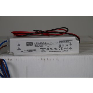 LED Netzteil Trafo Mean Well LPV-60-24 Schaltnetzteil, 24V / 2,5A / 60W IP67 LED Transformator für LED Beleuchtung
