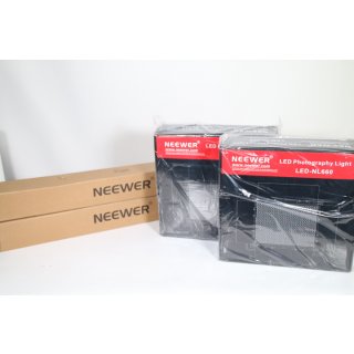 Neewer 2 Stücke Bi-Farbe 660 LED Video Lichtstand Kit: (2) 3200k-5600K CRI 96+ Dimmabre Licht mit U Halterung und Scheunentor (2) 78,7 Zoll Lichtstand für Studio Fotografie