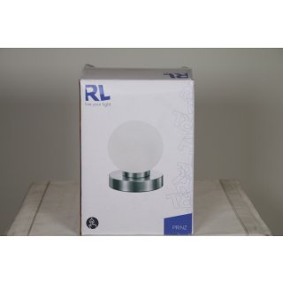 Reality Leuchten Tischleuchte Prinz R5400-07, Metall Nickel matt, Glas weiß, E14 exklusive, 4-fach Touch Dimmer