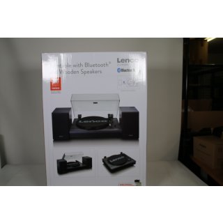 Lenco LS-300 - Hi-Fi Plattenspieler mit Bluetooth - Mit externen Lautsprechern 2 x 10 W RMS - Riemenantrieb - Auto-Stopp - MDF-Gehäuse - Schwarz