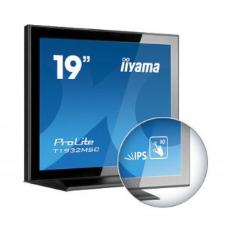 iiyama ProLite T1932MSC-B5X 48 cm (19") IPS LED-Monitor SXGA 10 Punkt Multitouch kapazitiv (VGA, HDMI, DisplayPort) IP54 Front, Glare, schwarz