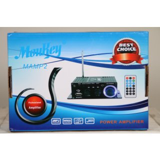 Moukey MAMP2 Wireless Audio Amplifier Spitzenleistung 50W, Moukey Audio Leistung Verstärker Dual Kanal Audio Stereo Receiver USB AUX FM für Heimlautsprecher