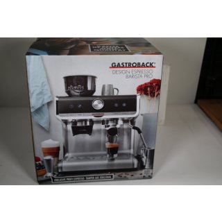 Gastroback Design Espresso Barista Pro, Espressomaschine, 2,8 l, Kaffeebohnen, Gemahlener Kaffee, Eingebautes Mahlwerk, 1550 W, Schwarz, Edelstahl