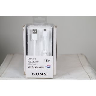 Sony 1.5m Micro USB Fast Mobile Charging Cable, White