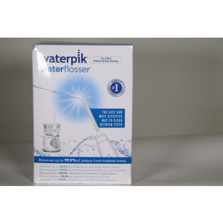Waterpik Ultra Professional Waterflosser feststehende Munddusche mit 7 Aufsätzen, Druckbereich von 0,7-7 Bar regulierbar über 10 Druckeinstellungen, integrierter Timer, Weiß