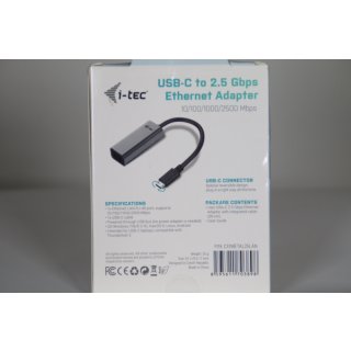 i-tec USB-C Metal 2.5Gbps Ethernet Adapter Silber mit integriertem USB-C-Kabel
