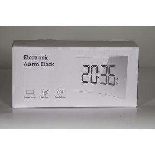 LITOM HM250 LED Digital Alarm Uhr 12/24H gebogenes Display 9 Minuten Snooze 3 Alarm Ertönt 3 Einstellbare helligkeit 65dB 75dB Volumen