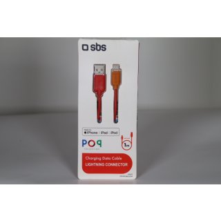 SBS Lightning Ladekabel & Datenkabel für Apple iPhone & iPad, 1 Meter, rot