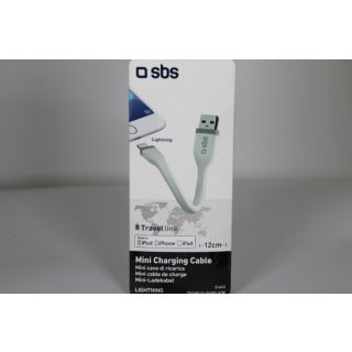 SBS Lightning Ladekabel & Datenkabel für Apple iPhone & iPad, 12 cm, weiß