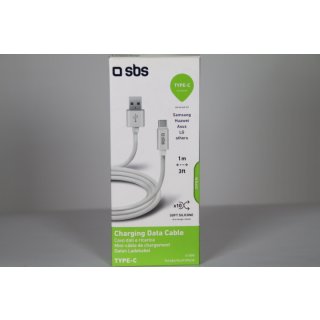 SBS Handy Ladekabel & Datenkabel, USB Typ C 1m weiß