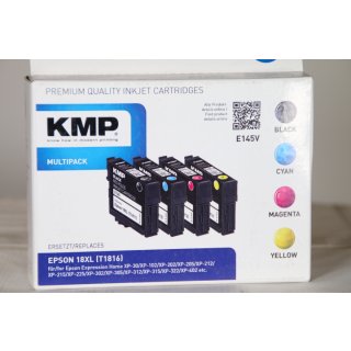 KMP MULTIPACK E145V - 4er-Pack - Schwarz, Gelb, Cyan, Magenta - Tintenpatrone (Alternative zu: Epson 18XL