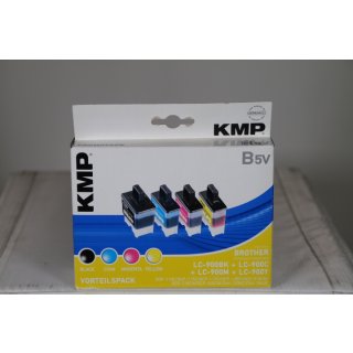 KMP MULTIPACK B5V - 4er-Pack - Schwarz, Gelb, Cyan, Magenta - kompatibel - Tintenpatrone (Alternative zu: Brother LC900BK, Brother LC900C, Brother LC900M, Brother LC900Y)