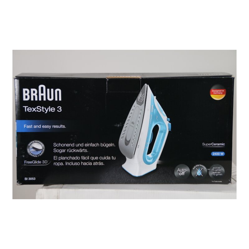 Braun TexStyle 3 SI 3053 BL - Dampfbügeleisen - Grundplatte: FreeGlid